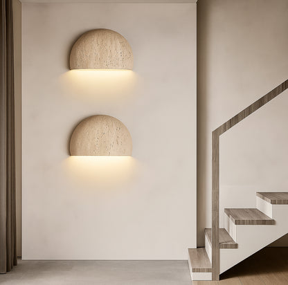 Nomaenest Selunaire - Moon-Shaped Travertine Wall Light