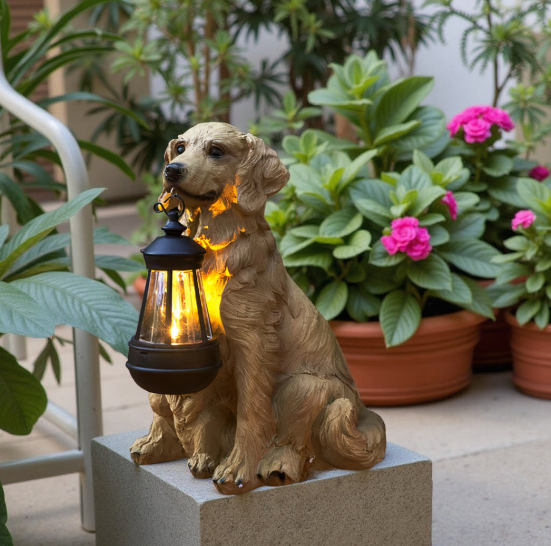 Nomaenest Château | Dog Statue Solar Garden Light