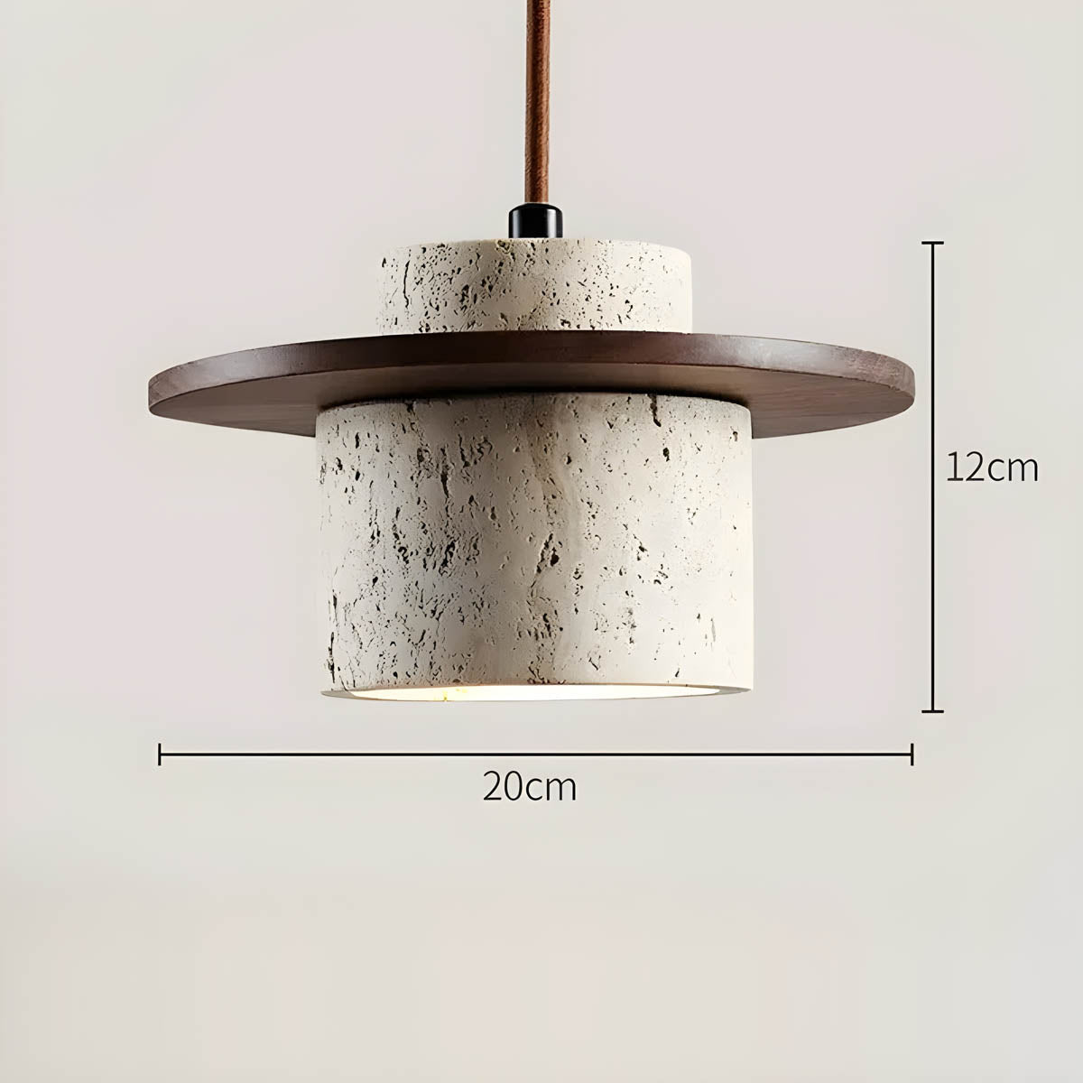 Nomaenest Arclume - Travertine &amp; Wood Pendant Light