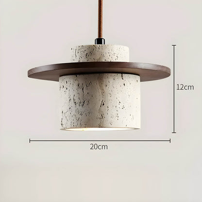 Nomaenest Arclume - Travertine &amp; Wood Pendant Light