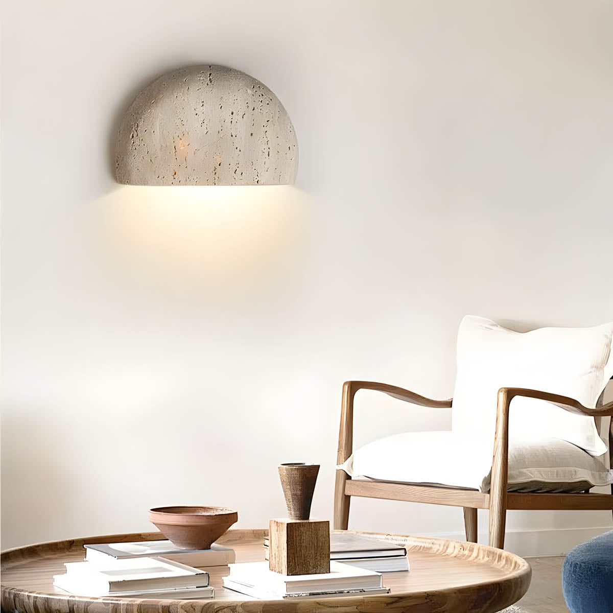 Nomaenest Selunaire - Moon-Shaped Travertine Wall Light